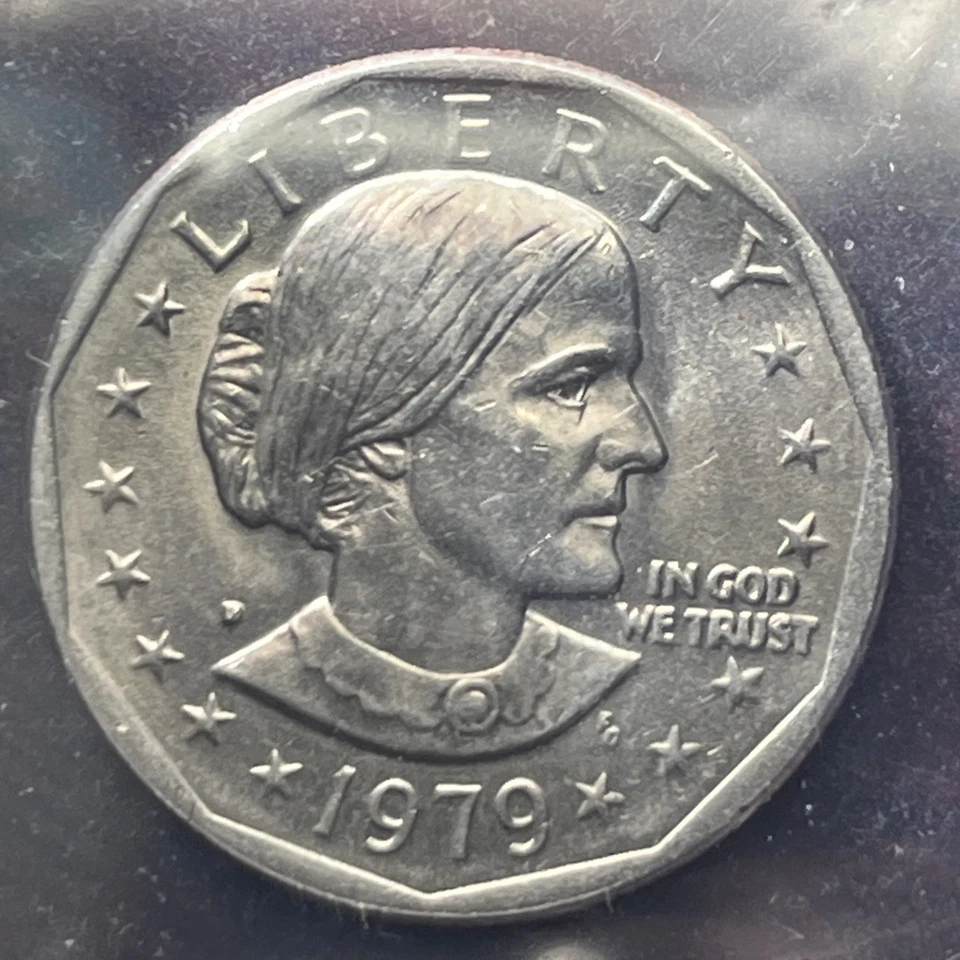 1979-D (FG) Susan B Anthony Dollar W/ Filled-in 'D' E Pluribus Dot Wide Rim RARE - Image 4 of 4