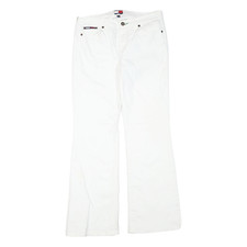 TOMMY JEANS Donna Bianco Regolare Svasato Denim Leggero W31 L31 Zip Cotone Misto