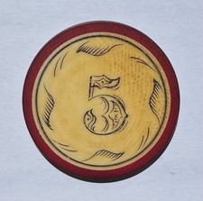 Vintage Old West Scrimshaw Poker Chip Oversize