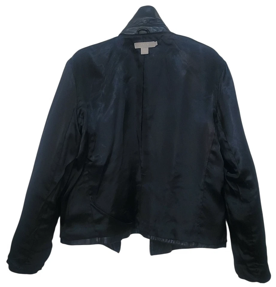 J Crew Women Leather jacket black oil slick iridescent Size L - Image 4 of 4