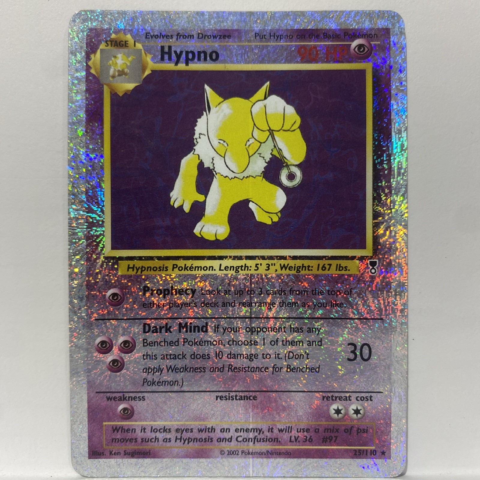 Hypno 25/110 Rare Reverse Holo Legendary Collection Pokemon Card TCG Vintage