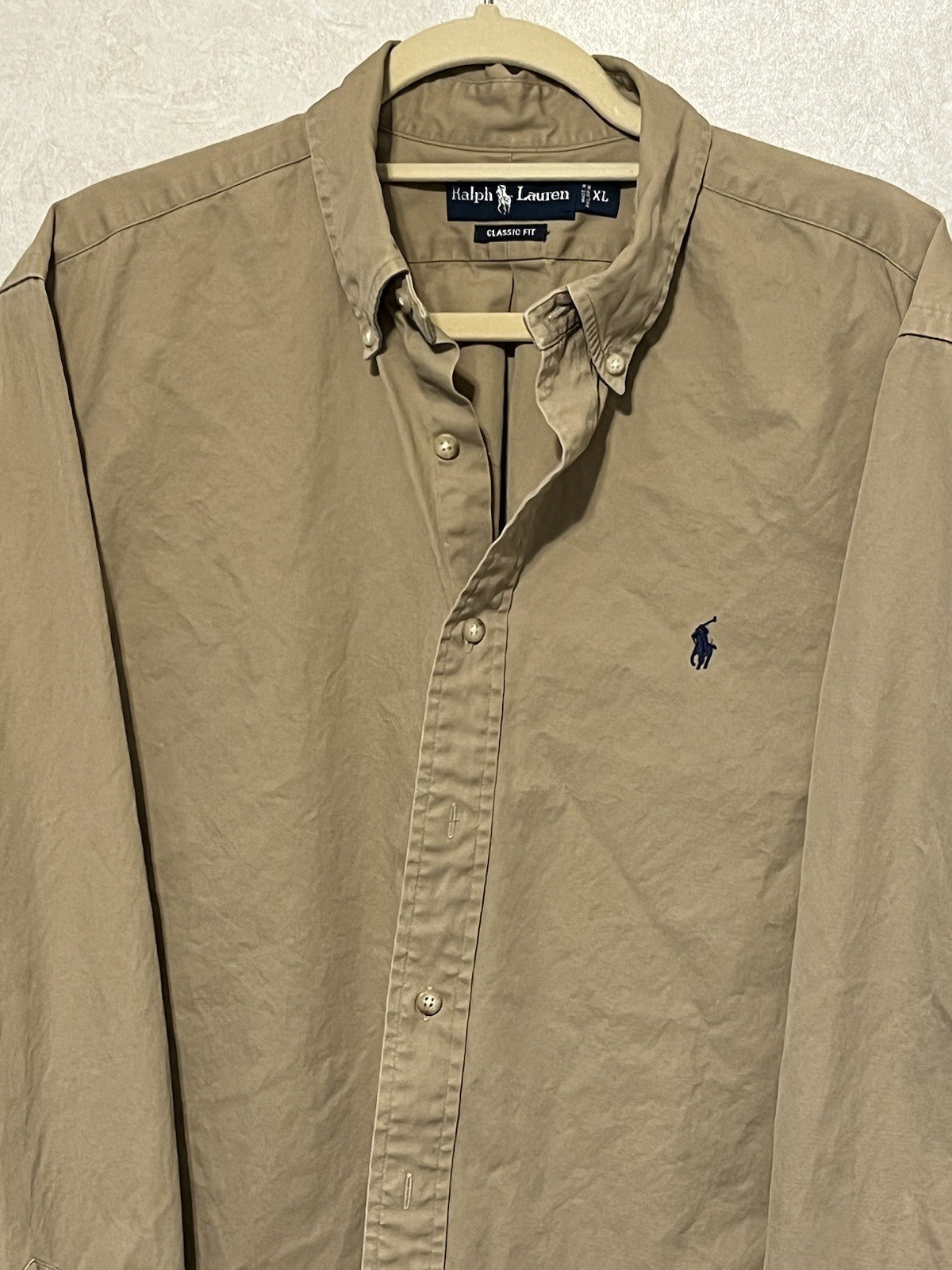 Polo uomo Ralph Lauren camicia cotone marrone con logo pony taglia XL