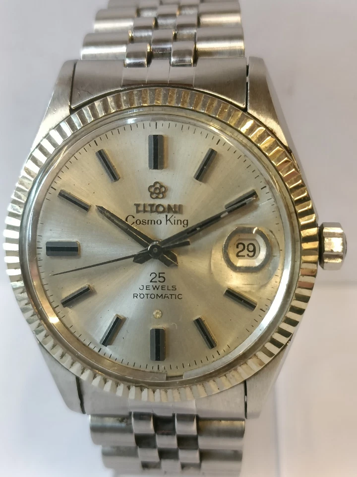 TITONI COSMO KING 25J ROTOMATIC SILVER DIAL SWISS MEN'S WORKING CONDITION - Image 2 of 4