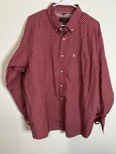 Ariat Pro Series Men s Long Sleeve Button Down Shirt Red Plaid Size XL