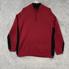 Eddie Bauer Sweater Mens 2XL Red Black 1/4 Zip Pullover Hiking Outdoor Gorpcore