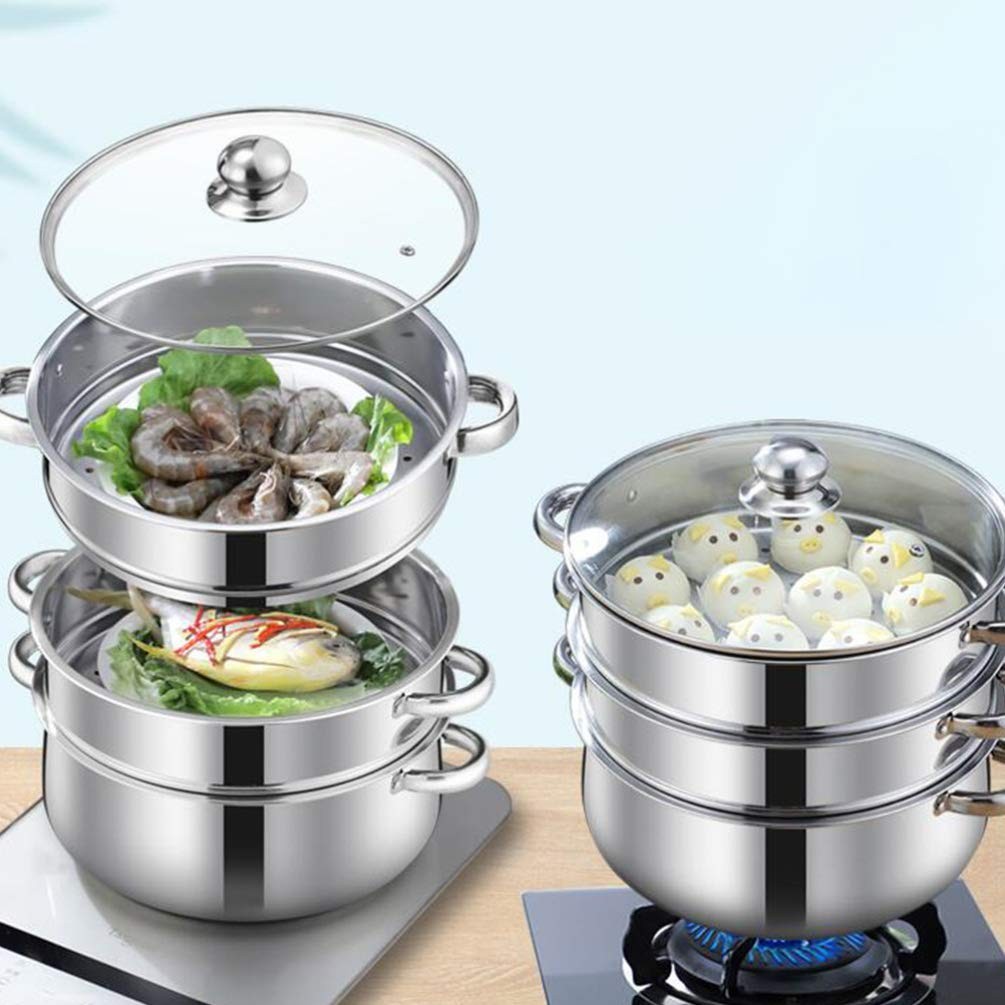 1pc Stainless Steel Steamer Pot Four-layer Extra Thick Soup Cooking Pot for S...