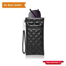 Sleek Soft Leather Sunglasses Holder - Double Eyeglass Pouch with Zipper Closure