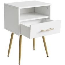 Nightstand, Mid Century Modern Night Stand, Bedside Table with Drawers and Op...