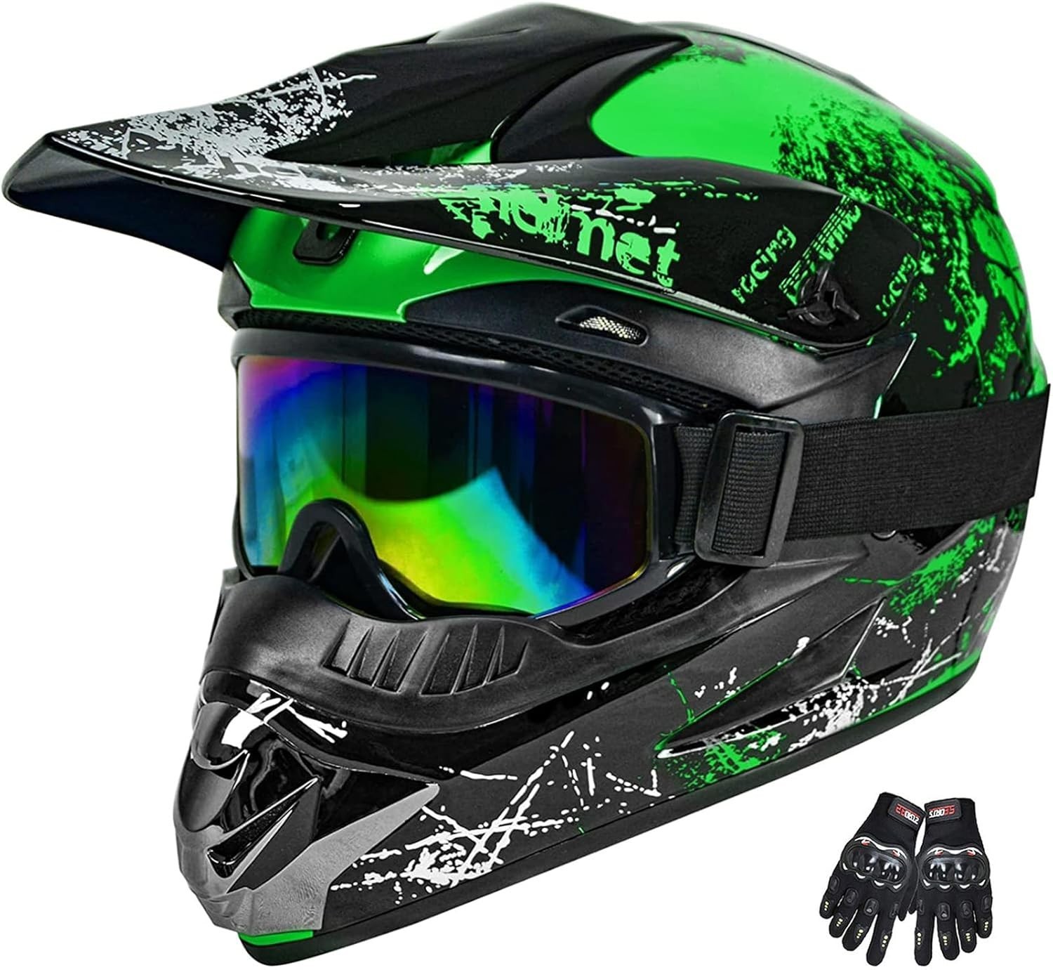Large ATV Youth Kids Motocross Helmet for 4 Wheeler Dirt Bike Street Riding