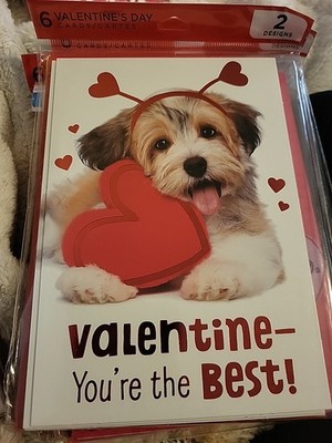 Hallmark HAPPY VALENTINES DAY Cards of 6 Cute Dogs Cats Card