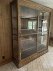 Trophy display cabinet. Large antique commercial wood/glass with sliding doors — photo 1