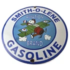 Vintage Smith-O-Lene Snoopy Aviation Porcelain Sign - Peanuts Gas Sign