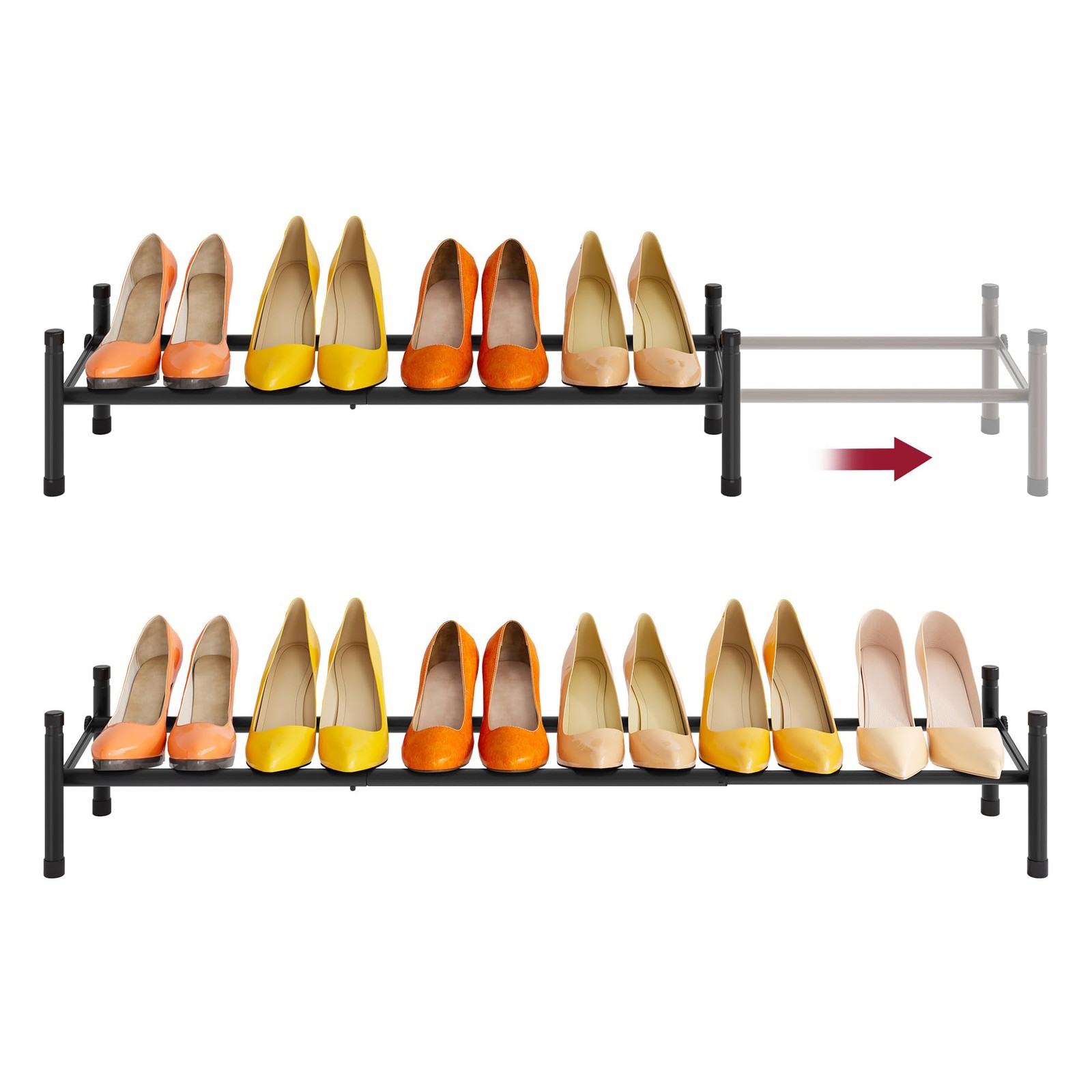 Adjustable Expandable Shoe Rack for Closet 28-41 Inches Stackable 1-Tier Storage