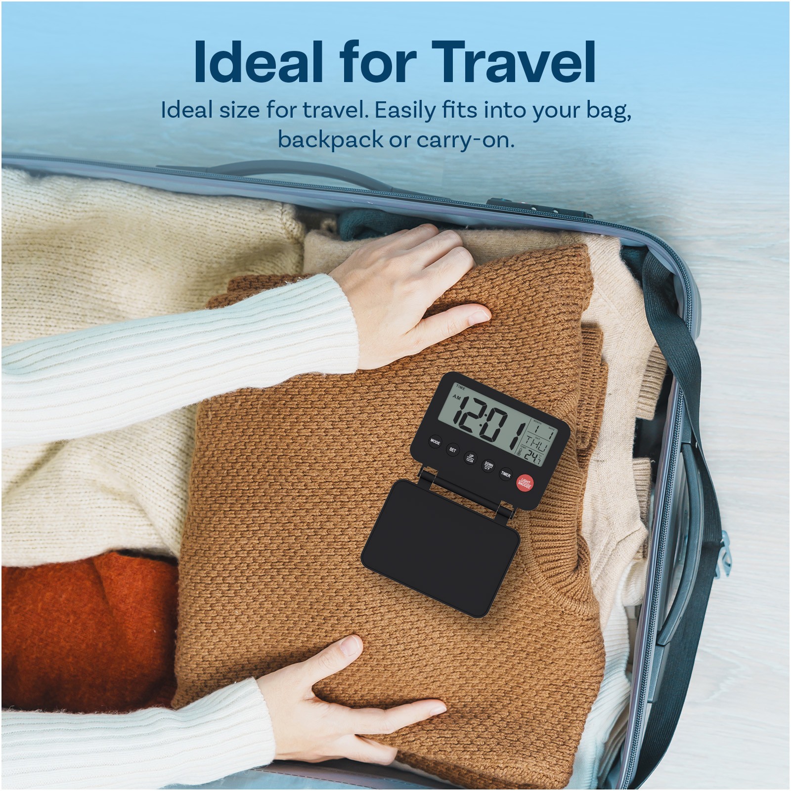 Small Digital Travel Alarm Clock Battery&ldquo; Portable Alarm Clock for Travel&ldquo; Black