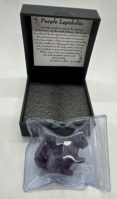 SMQ Squirrel Purple Lepidolite Healing Crystal Hand Carved Animal 1.5'' H NEW