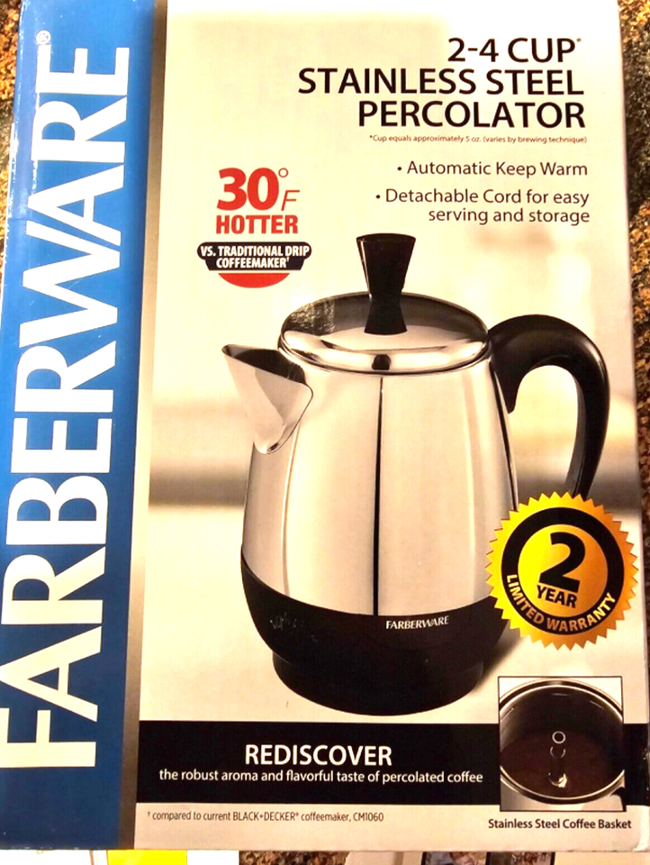 Farberware 24Cup Electric Percolator Coffee Maker, Stainless Steel