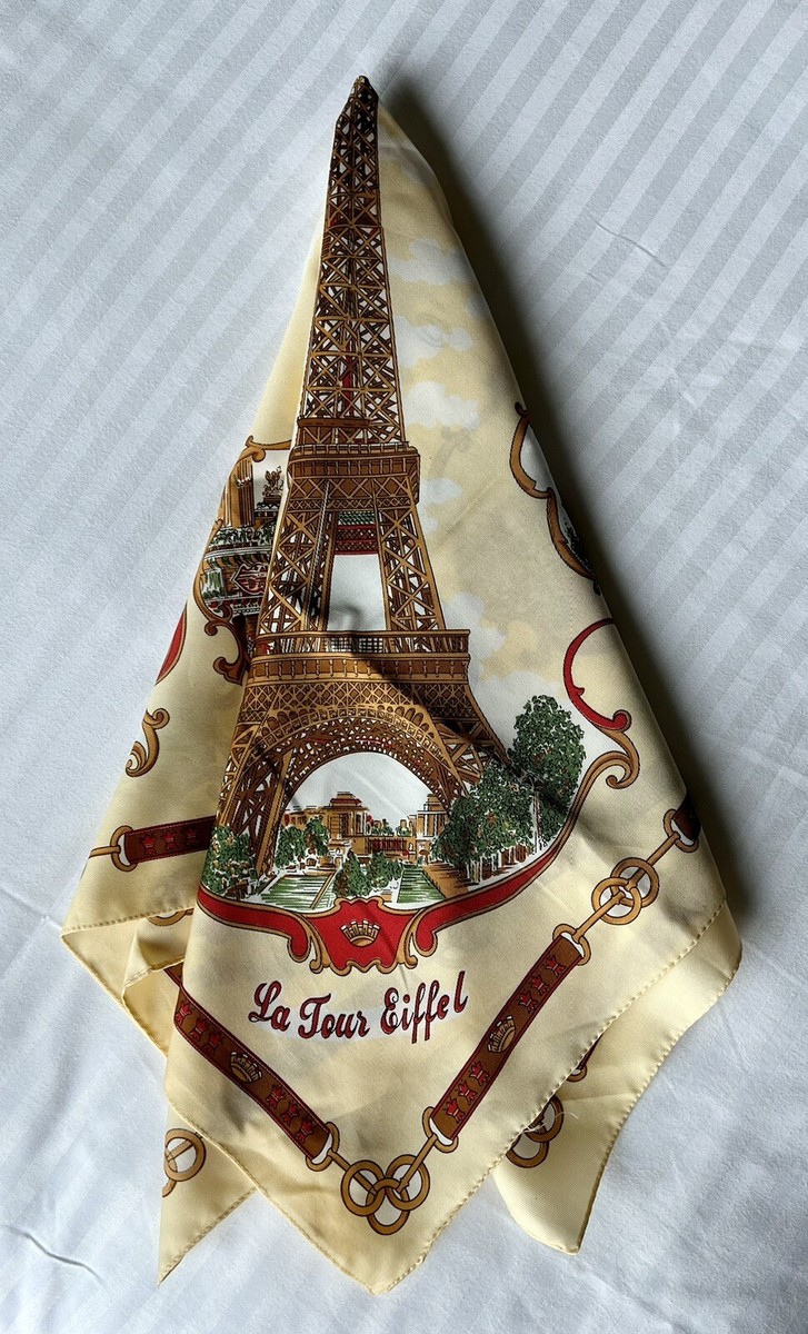 VINTAGE ROGER L PARIS SOUVENIR SCARF 8 LANDMARK SCENES ENGLAND