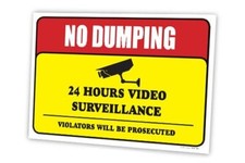 No Dumping 24 Hours  Sidewalk Yard Sign w/ Metal Stakes  24"W x 18"H  10 Pack