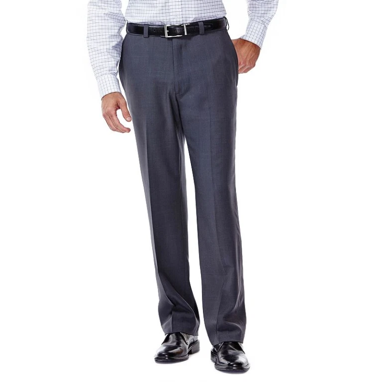 Haggar ECLo Stria Classic Fit Pleated Dress Pants Medium Grey no