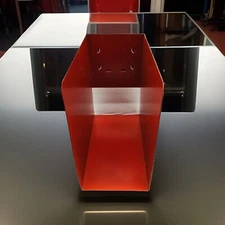 Vtg Red Gaylord Steel Magazine Holder Organizer Storage Library Retro vinyl