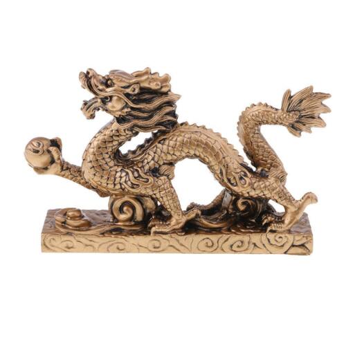 Chinois Dragon Bronze Statuette Statue Ornements Décoration Artisanat - Imagen 1 de 7
