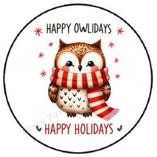 HAPPY HOLIDAYS OWLIDAYS CHRISTMAS ENVELOPE SEALS LABELS STICKERS PARTY FAVORS