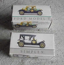 Lot of 2 Small Diecast Plastic Cars Ford Model T and Simplex NIB LOOK
