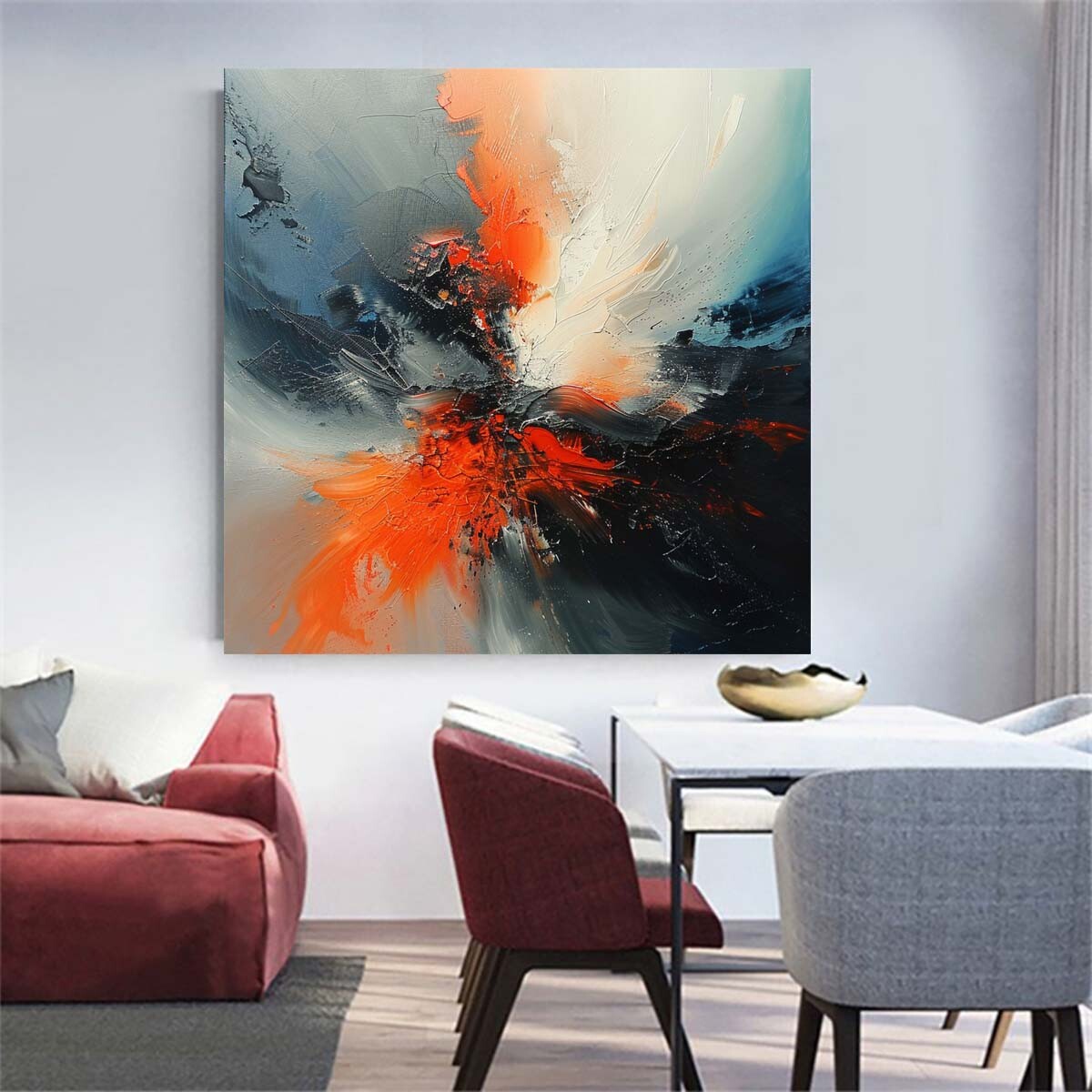 black abstract oil painting hand painted on canvas Living Room