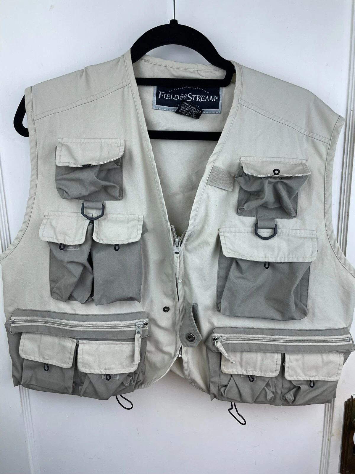Field and Stream Fishing Vest Large Multi Pocket Beige