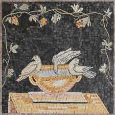 Mosaic Marble White Pigeons ANIMAL Design 20x20 Inches