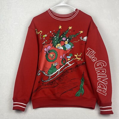 The Grinch Christmas Graphic Ugly Sweater Womens Small Red - Main Image