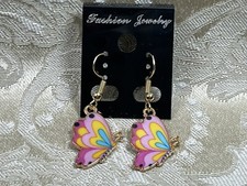 Vintage Colorful Butterfly Gold Dangle Fashion Bohemian Casual Fun Earrings