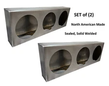 Triple 4" Round Tail Light Box SET of (2) Light Housing for Truck or Trailer