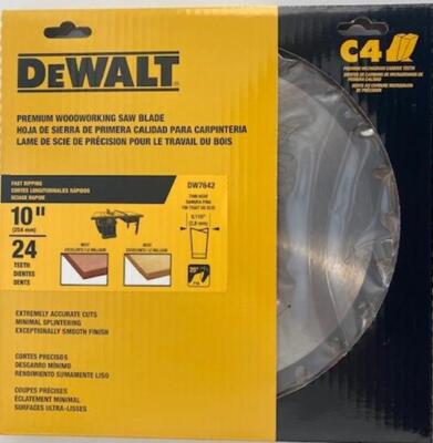 DEWALT DW7642 10'' x  24T Fast Ripping ATB Thin Kerf Circular Saw Blade
