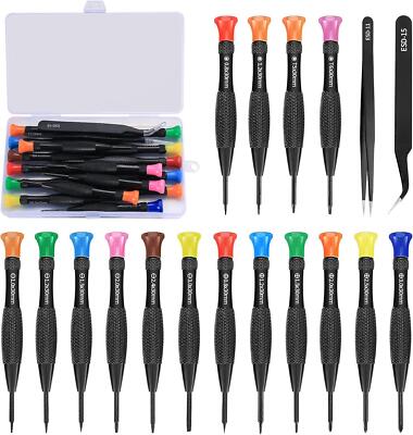 18-teiliges Brillenschraubendreher Set, magnetisches kleines Schraubendreher Set mit Flachkopf Set