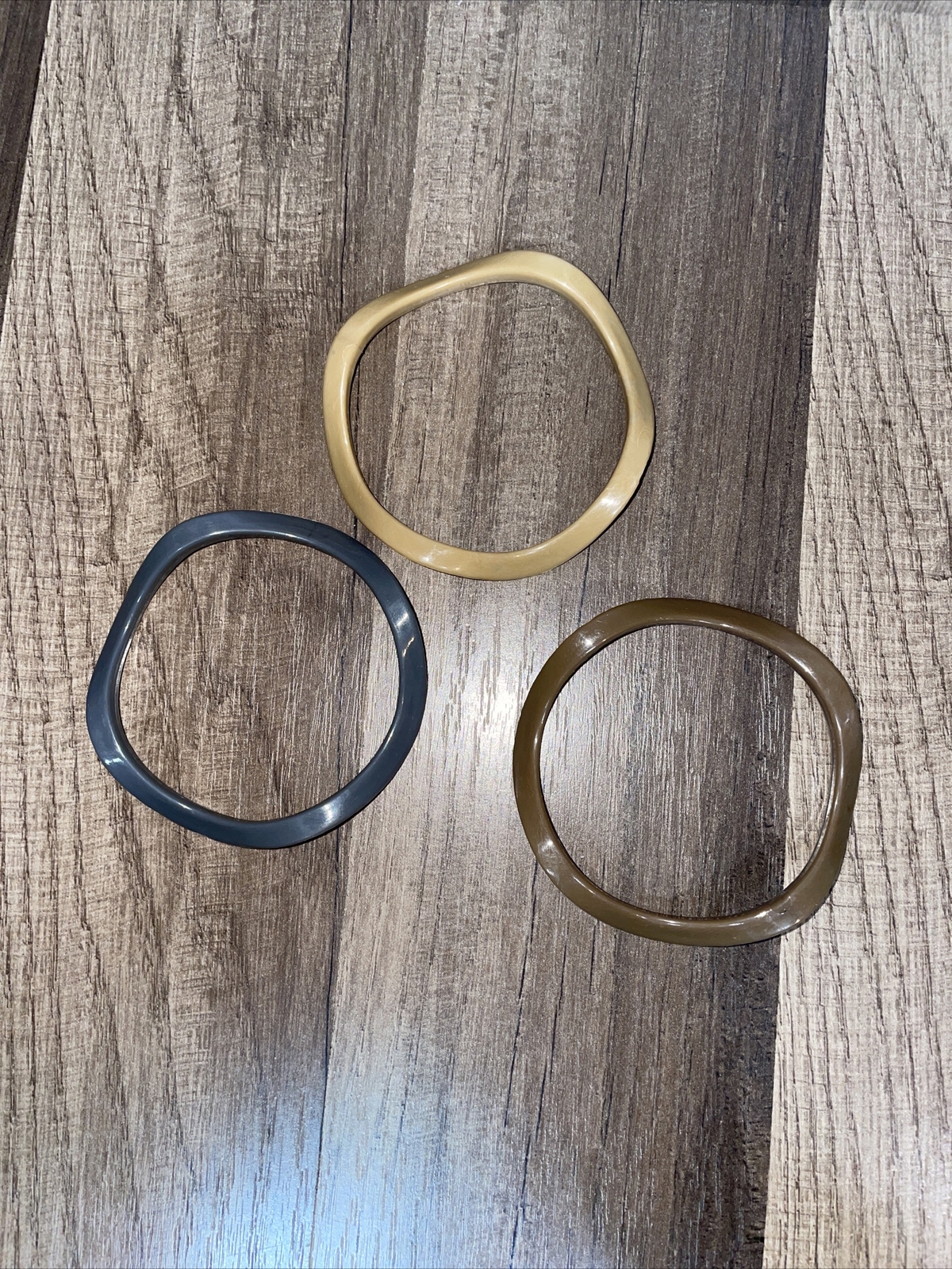 Vintage 1980s Stackable Bangle Bracelets Wavy Ben… - image 4