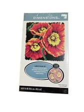 Dimensions Latch Hook Rug Kit Poppies Pillow or Wall 16" x 16" Crafts NEW NIB