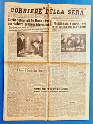 CORRIERE DELLA SERA 27 April 1956 Gronchi Paris Coty - Quay D'Orsay - London