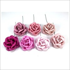 2" Large Pink Tone Paper Mulberry Flower DIY Wedding Bride corsage Roses