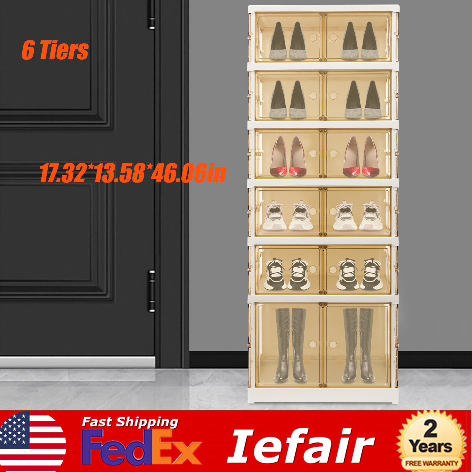 6-Tier Shoe Rack Holds 12 Pairs Dustproof Standing Storage Cabinet-image
