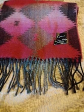 Cejon Red & Pink Bohemian classic scarf Fringe Made In Italy 100% Acrylic
