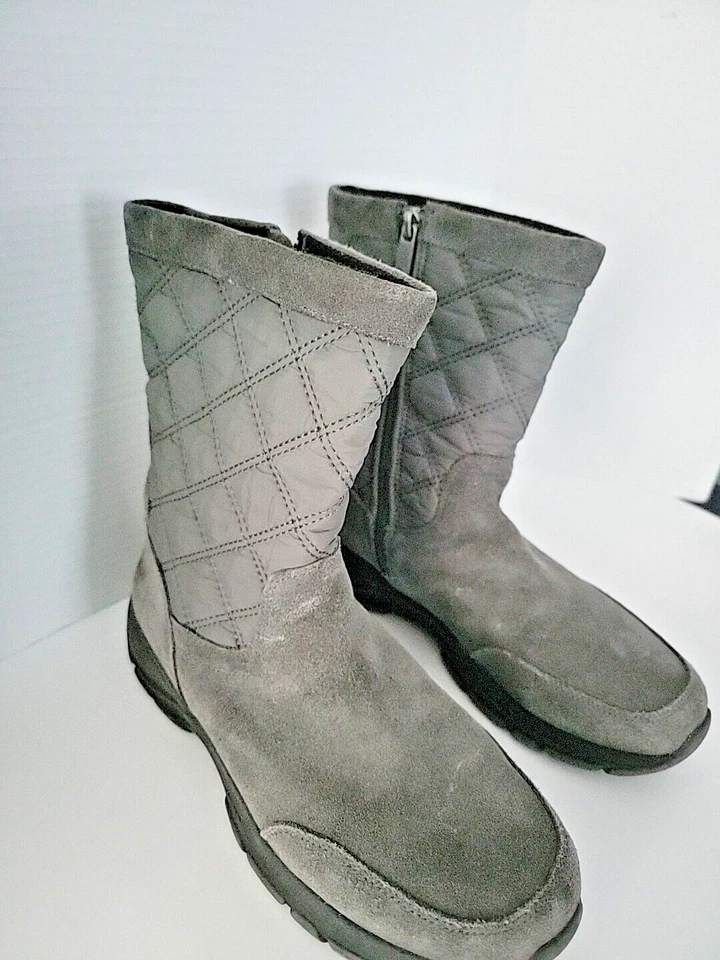 Botas Lands End femininas tamanho 9 1/2 B 444681 acolchoadas camurça todas as condições climáticas zíper panturrilha média - Imagem 2 de 4