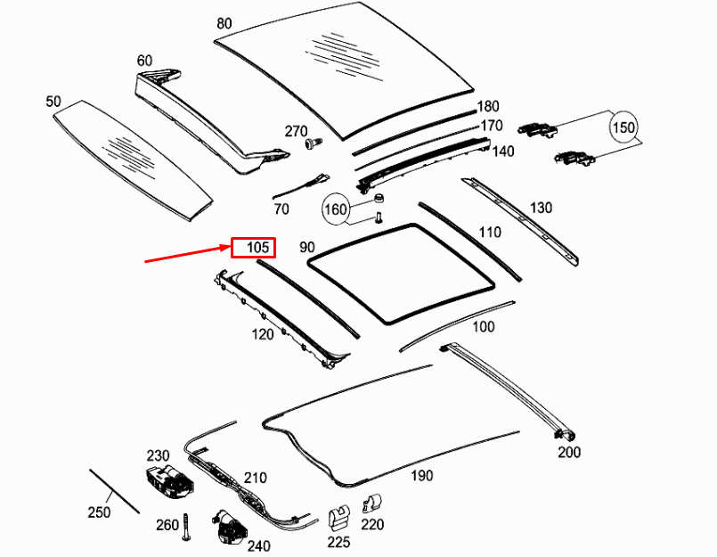 Neu MERCEDES-BENZ E-Coupé C238 vordere Schiebedachdichtung A2387820000 Original