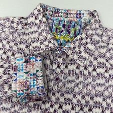 Robert Graham Men's Classic Fit XL Purple Paisley Flip Cuff Long Sleeve Shirt