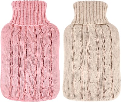 2Pcs Hot Water Bottle Cover Knitted Sleeve Winter Heat Cold Therapy Pain Relief