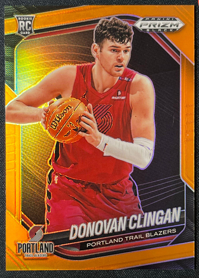 Donovan Clingan 2024-25 Panini Prizm Black 25/49 Orange RC Blazers #131