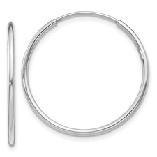 1.2mm x 23mm 14k White Gold Polished Endless Tube Hoop Earrings