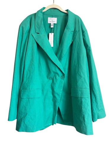 NEW Beauticurve X Lane Bryant Teal Linen Blend Blazer Size 28 Business Casual