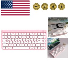 Wireless Bluetooth Keyboard, Portable 84-Key with Cute Retro Round Keycaps, E...