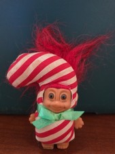 Russ Candy Cane Troll Doll Red Hair Stripes